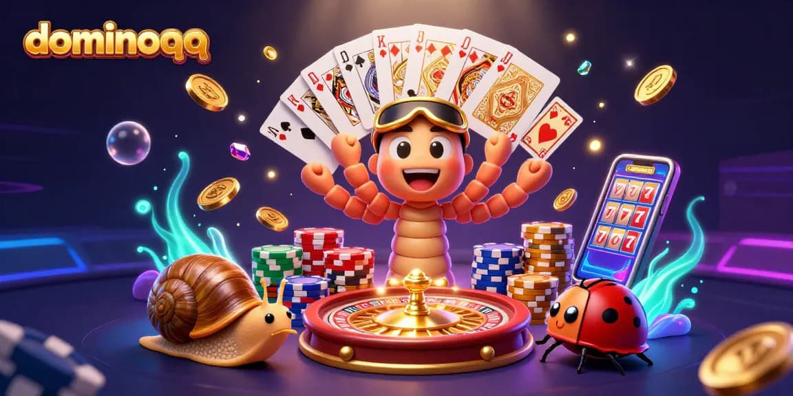 Experience the excitement of dominoqq gaming with vibrant characters and dynamic casino elements.