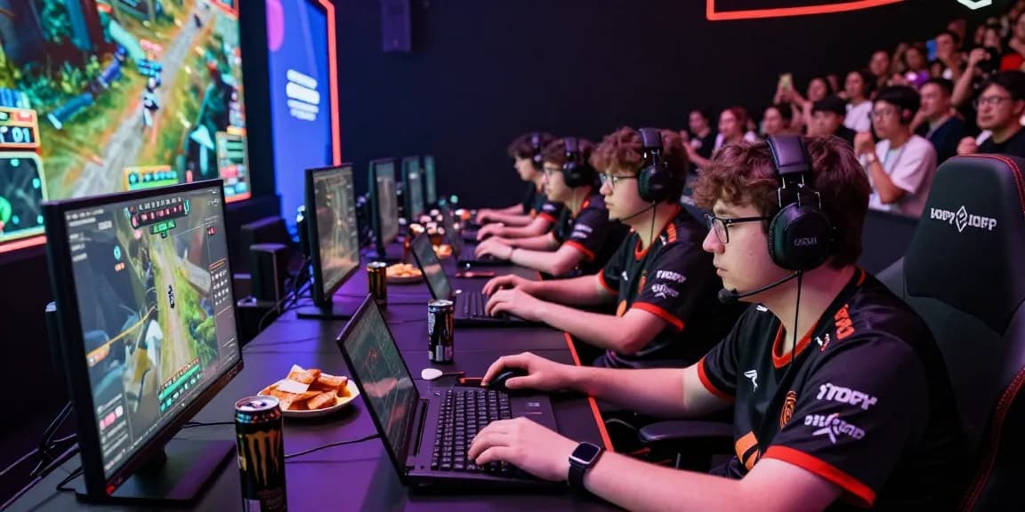 Hit club gaming tournament scene with players strategizing in a lively arena.