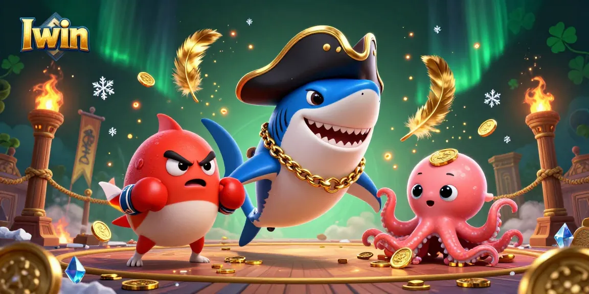 Iwin brings excitement to the casino world with a thrilling illustration showcasing iconic gambling elements and fun characters.