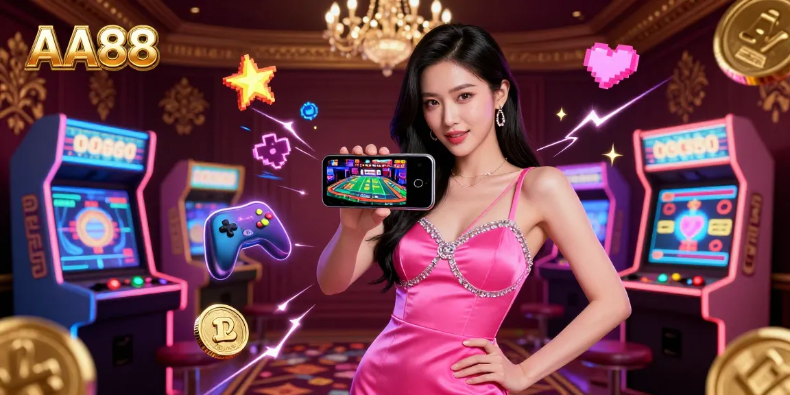 Engage with the exciting casino experience of AA88, featuring a confident woman playing a live dealer game.