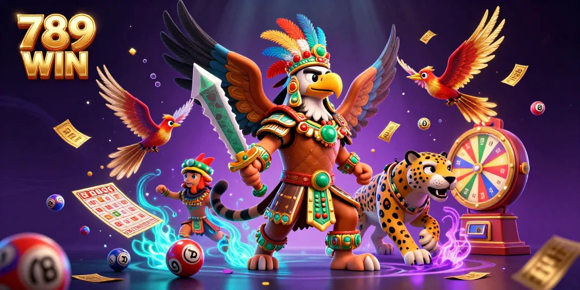 Engage with the 789 WIN gaming adventure featuring colorful lottery elements and dynamic characters.