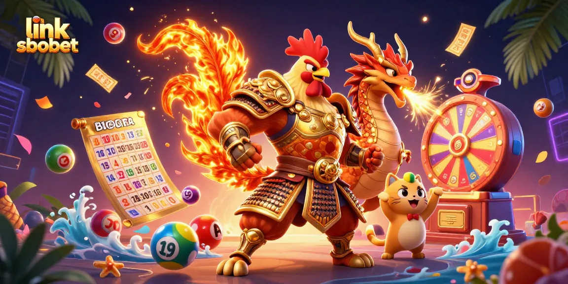 Experience thrilling action with link sbobet in a vibrant 3D casino scene featuring dynamic characters and game elements.