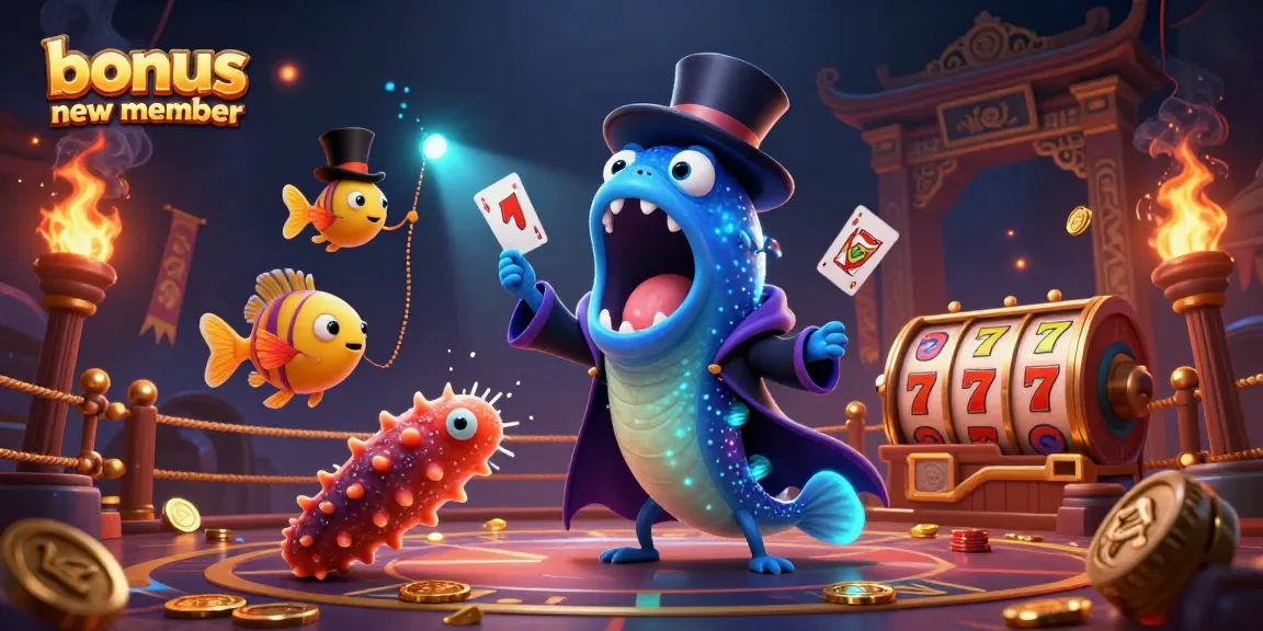 Explore bonus new member offerings while enjoying a magical casino scene with deep-sea characters.