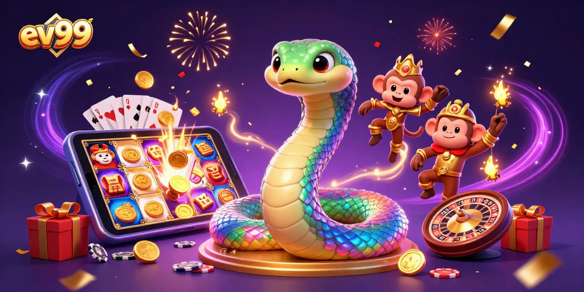 Spin with ev99 as the vibrant serpent and monkey king unleash your winning luck!