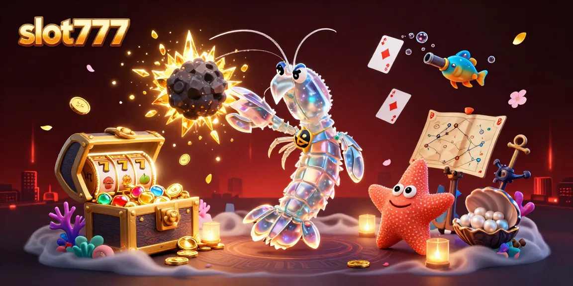 Experience slot777 excitement with vibrant symbols and energetic characters in a colorful casino illustration.