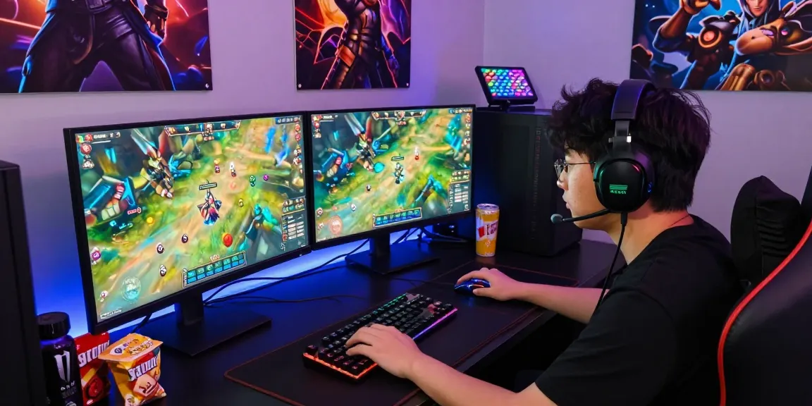 Engaged player enjoying sunwin card game in vibrant gaming setup