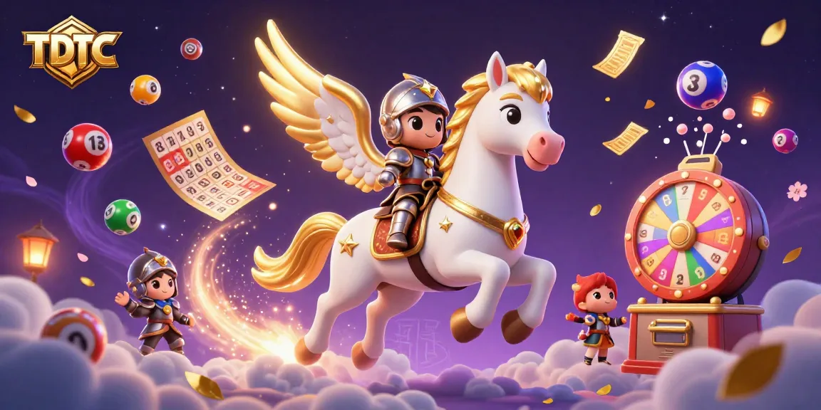 Engage with TDTC’s vibrant lottery scene featuring a celestial horse and magical elements.