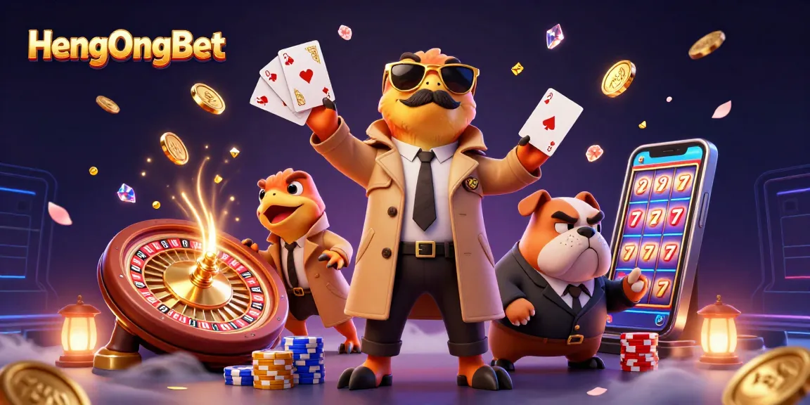 Join HengOngBet to experience an exciting VIP atmosphere with animated characters and casino elements.