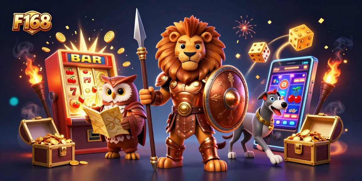 Experience thrilling wins at F168's vibrant jackpot-filled casino adventure with unique characters.