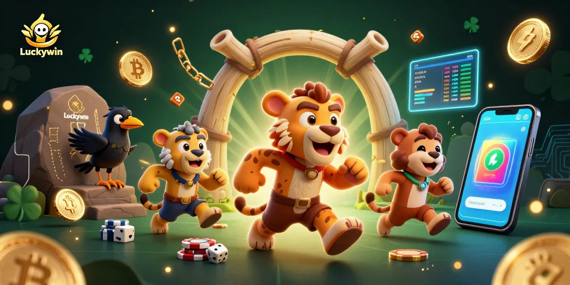 Spin to win at Luckywin's prehistoric casino with a fun caveman and sabertooth duo!
