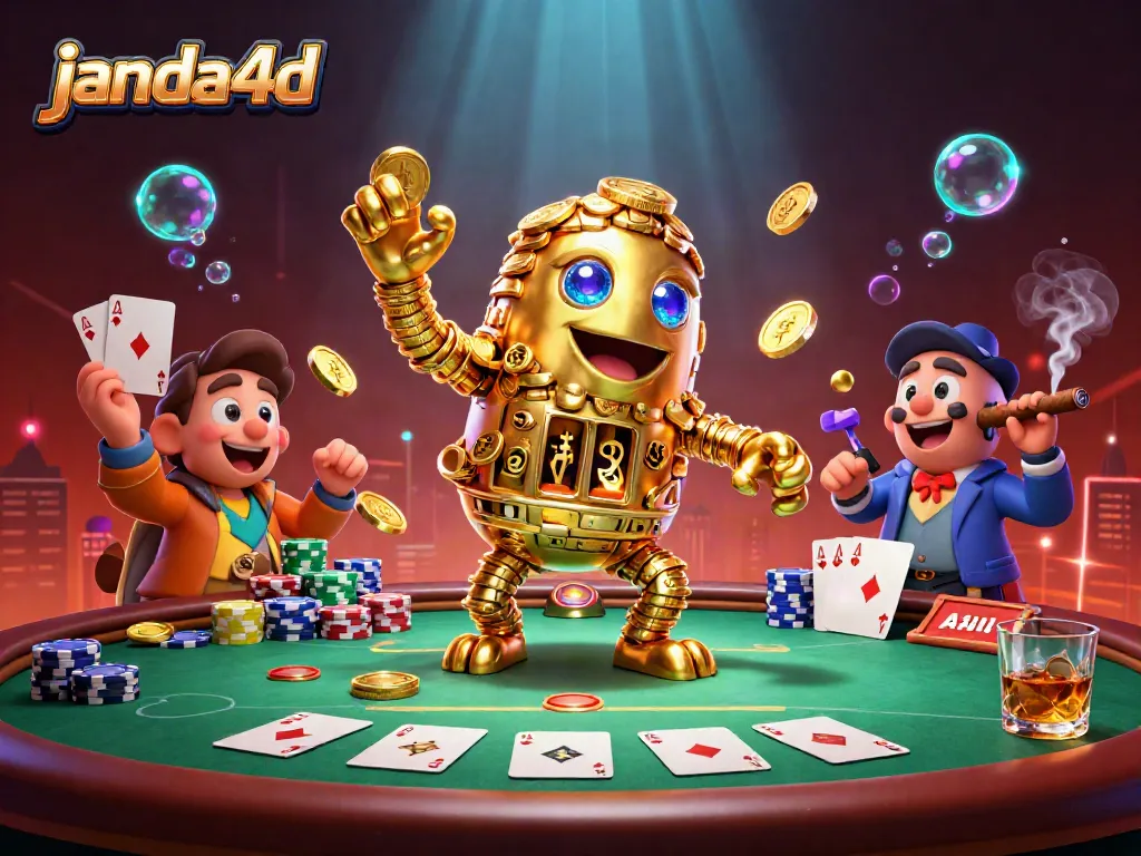 Menangkan hadiah di janda4d dengan golem emas kuno yang bergerak dinamis di kasino 3D yang meriah.