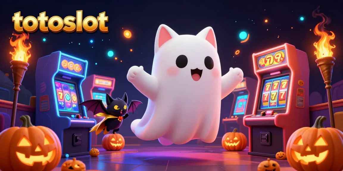 Engage with the thrilling action of totoslot, featuring a ghost cat and vibrant casino elements.