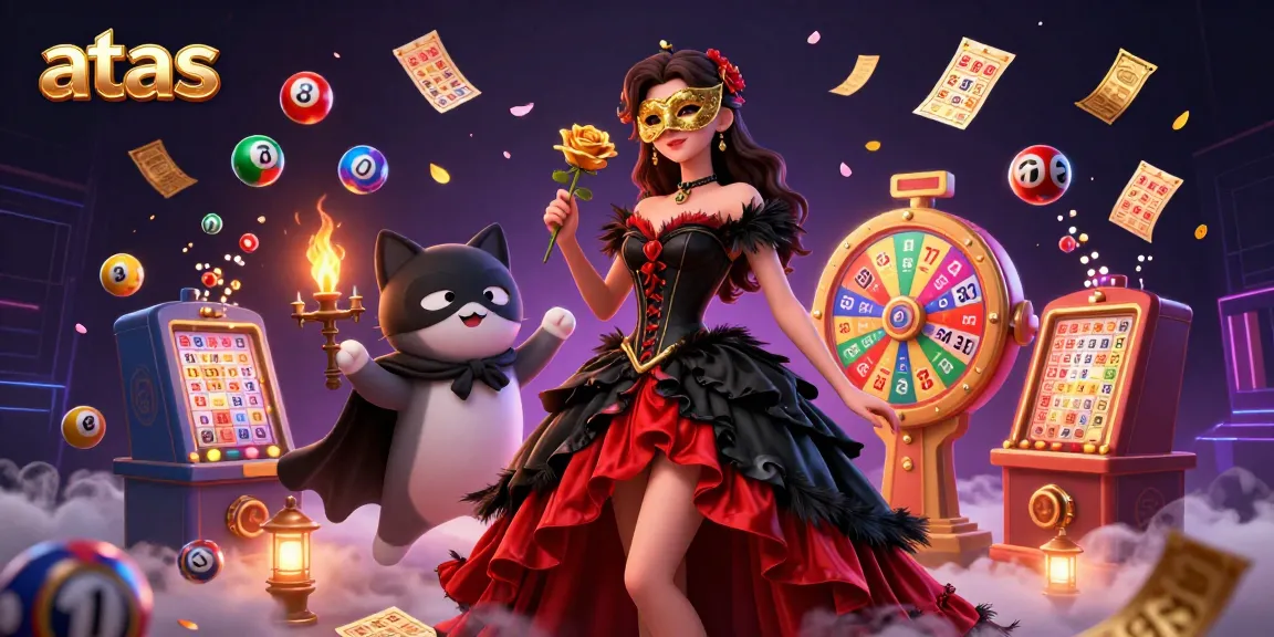 Engage with the dynamic atas lottery scene featuring colorful balls and interactive game elements.