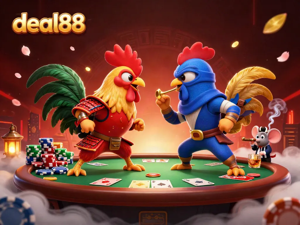 Engage with thrilling poker action featuring deal88 in a dynamic rooster showdown.