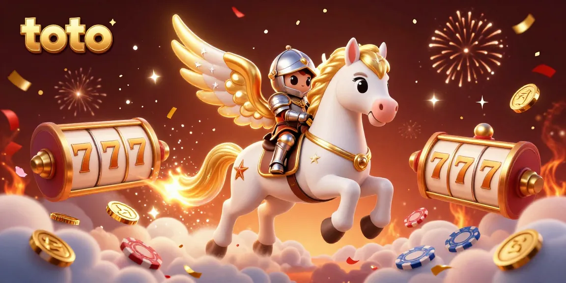 Win big with toto at this vibrant casino scene illustration featuring a celestial horse.