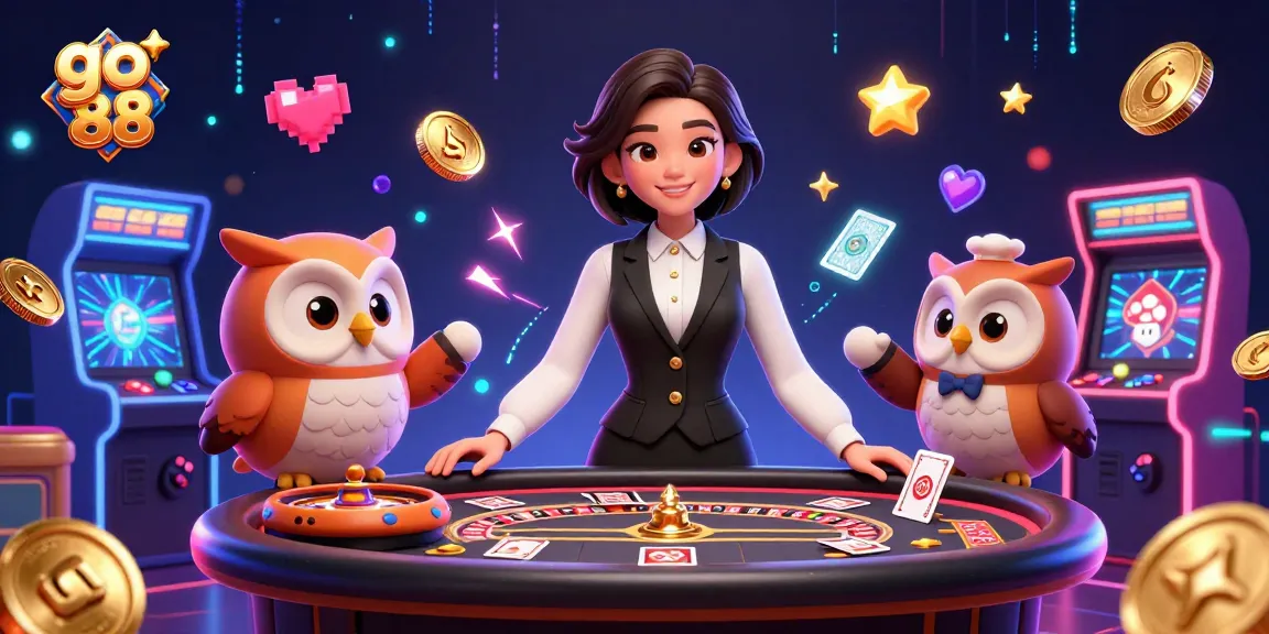 Experience thrilling fun at go 88 with a captivating casino scene featuring dealers and games.