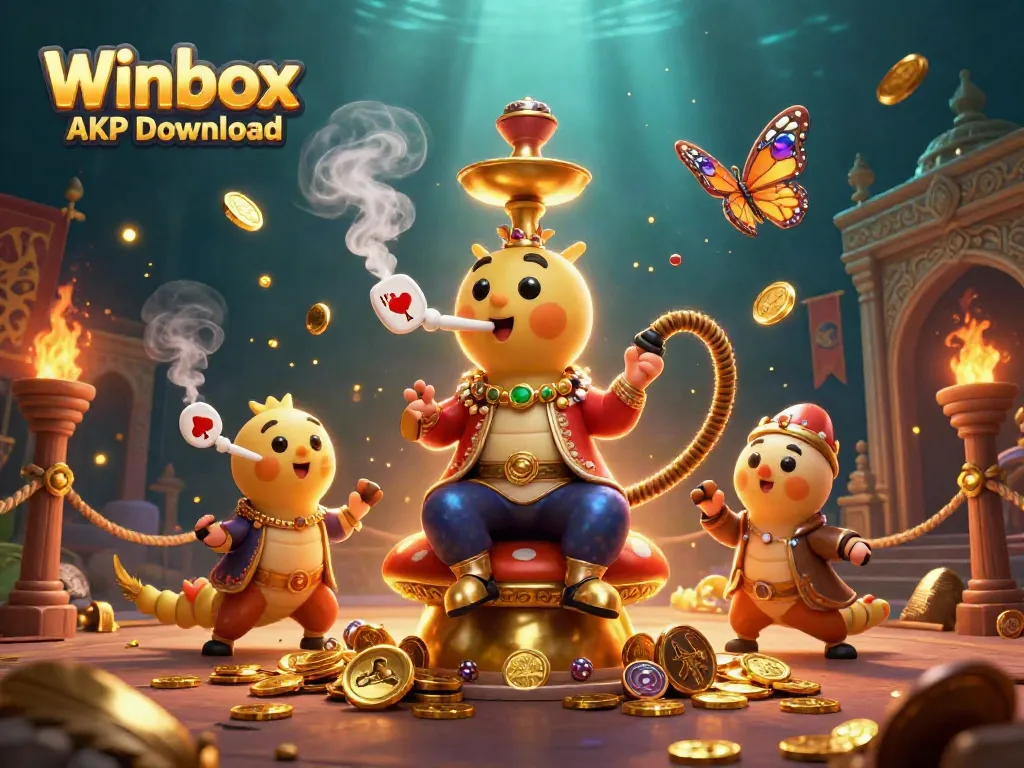 Winbox APK Download: Dive into immersive casino gaming with animated characters and vibrant gaming elements.