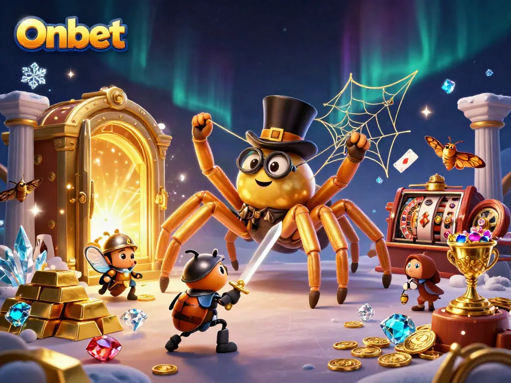 Experience Onbet excitement with 3D characters and dynamic casino themes featuring games and treasures.