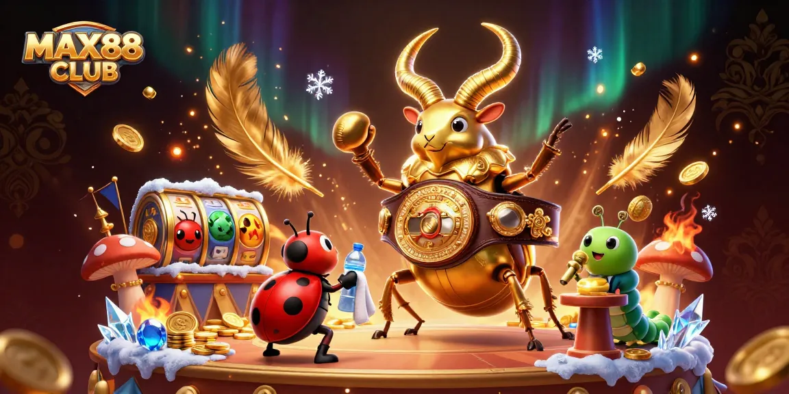 Engage with MAX88 CLUB's dynamic 3D casino illustration showcasing vibrant characters and gaming elements.