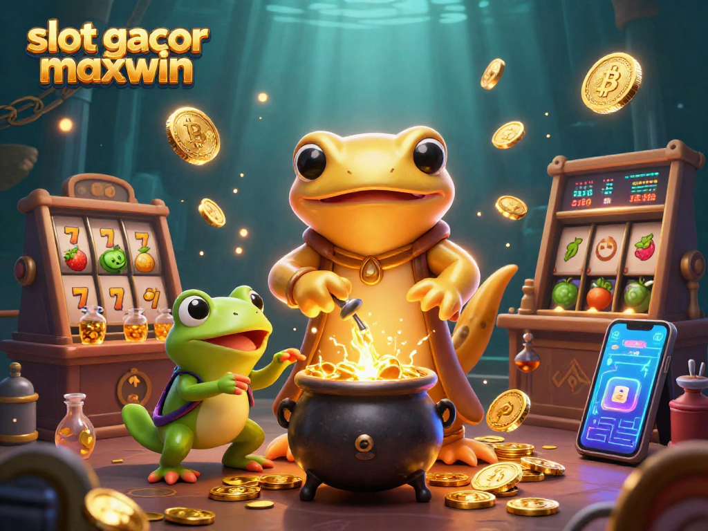 Putar slot gacor maxwin dengan salamander alkimia dan koin emas yang bersinar.