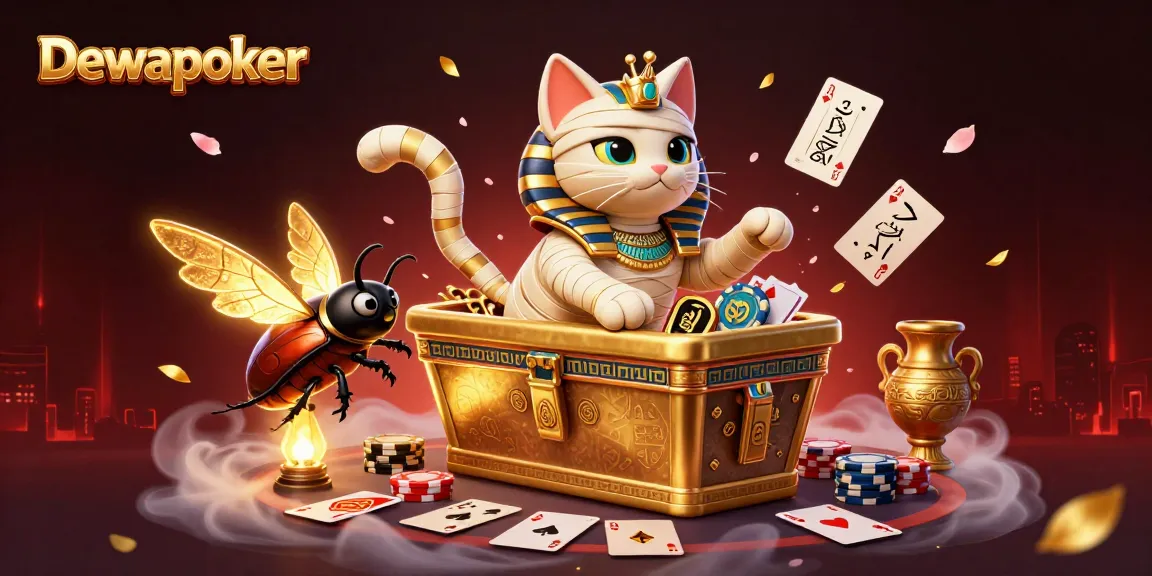 Dewapoker engages with thrilling gameplay at a pyramid casino with vibrant characters and elements.