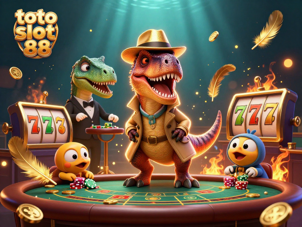 Experience thrilling action in toto slot 88 with vibrant characters at the blackjack table, surrounded by dynamic casino elements.