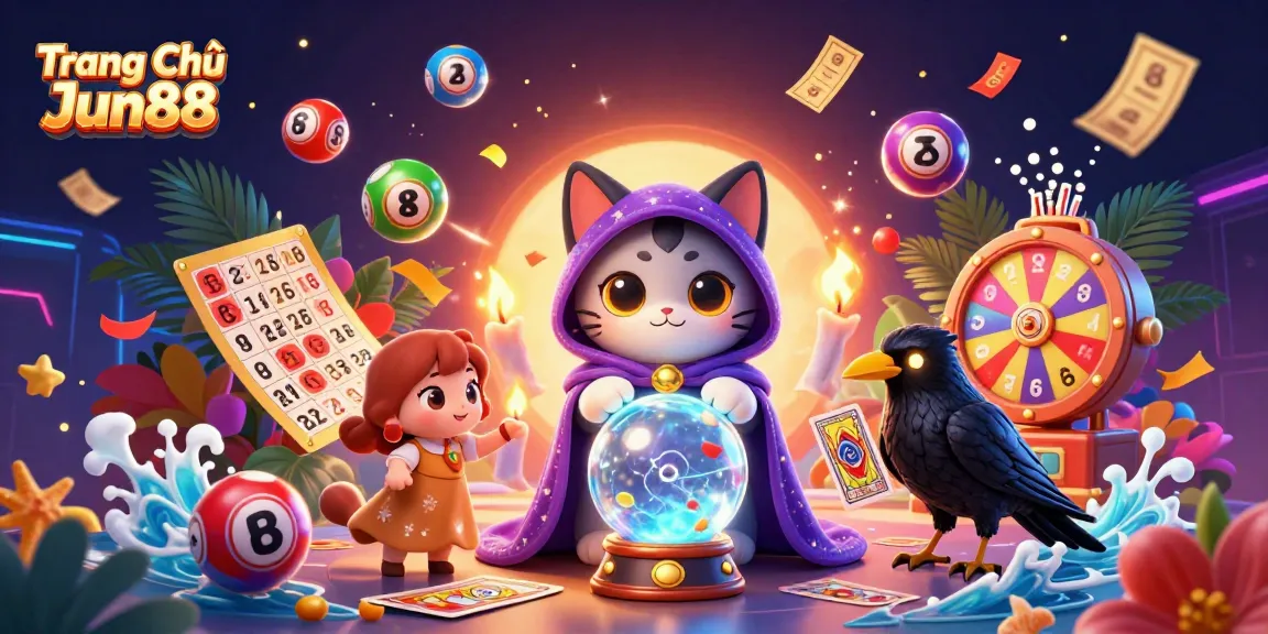 Experience thrilling games at Trang Chủ Jun88 with vibrant animations of fortune and luck through vibrant lottery balls and mystic elements.