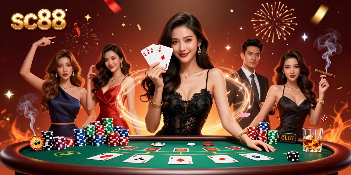 Engage in thrilling sc88 poker gameplay with an elegant woman showcasing her winning hand.