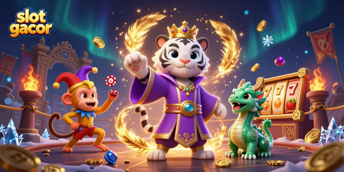 Experience thrilling slot gacor action with a vibrant scene featuring a regal tiger and playful monkey.