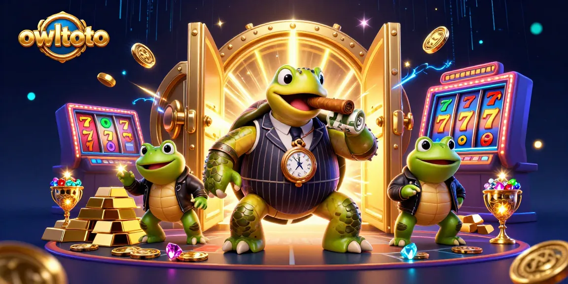 Experience thrilling action with owltoto's 3D casino scene featuring a snapping turtle and bullfrog enforcers.