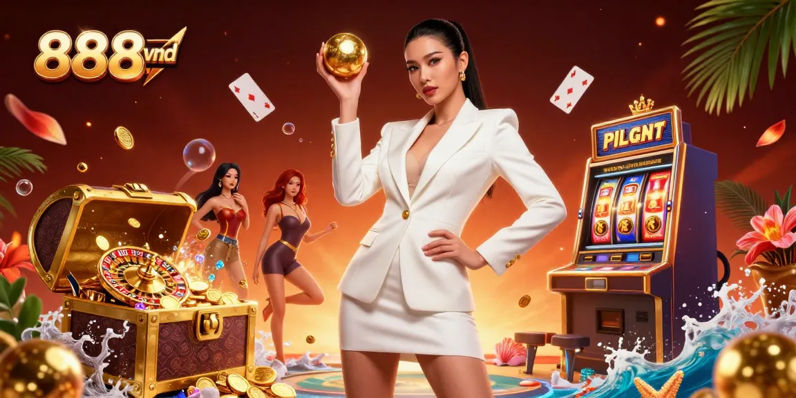 Engage with thrilling games at 888vnd featuring a glamorous scene of casino excitement.