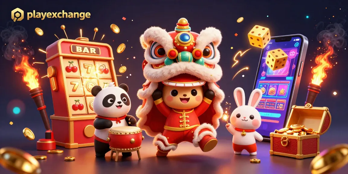 Playexchange ignites fun with an exciting 3D lion dance and dazzling casino elements.