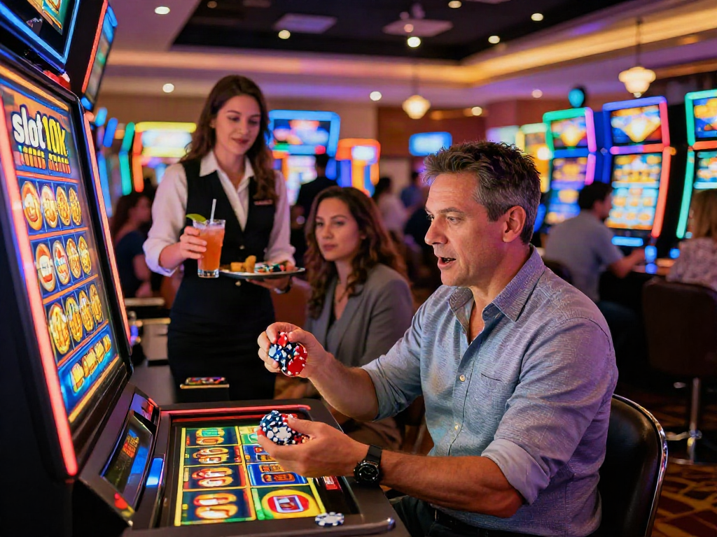 Player enjoying the slot 10k game at a vibrant casino