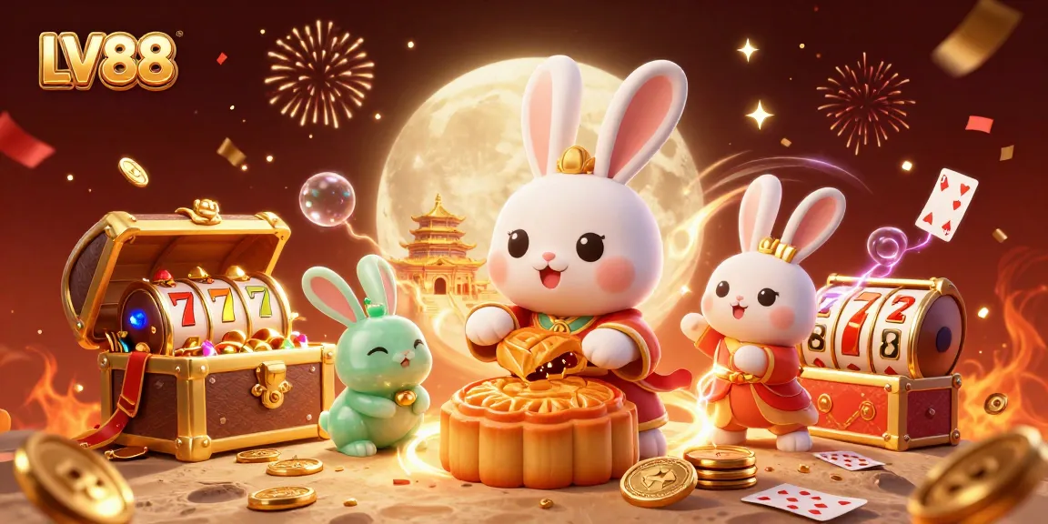 Engage in thrilling LV88 online casino vibes with vibrant animated characters and gaming elements.