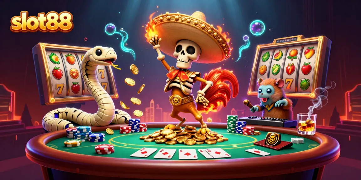 Menangkan slot88 dengan keseruan karakter kasino dalam ilustrasi digital