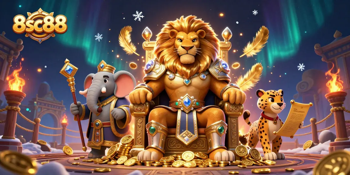 Experience thrilling gameplay with 8sc88's vibrant casino scene featuring fierce characters and rich details.