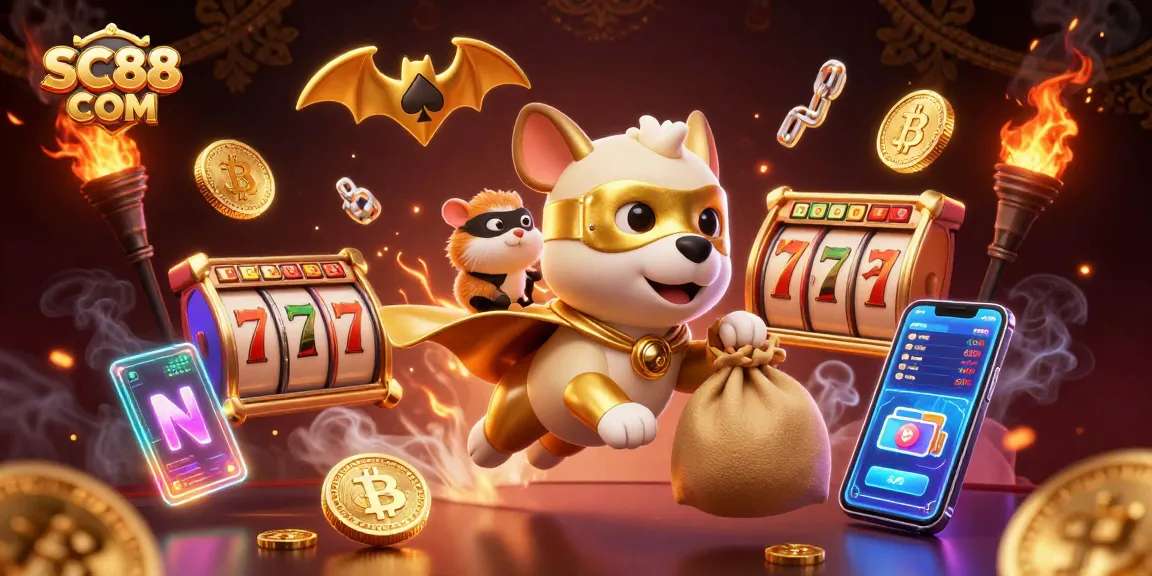Experience exciting gameplay with SC88 COM featuring a superhero dog and vibrant casino elements!