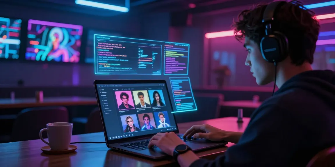 Exploring nsfw ai in a futuristic lounge with immersive tech elements and neon ambiance.