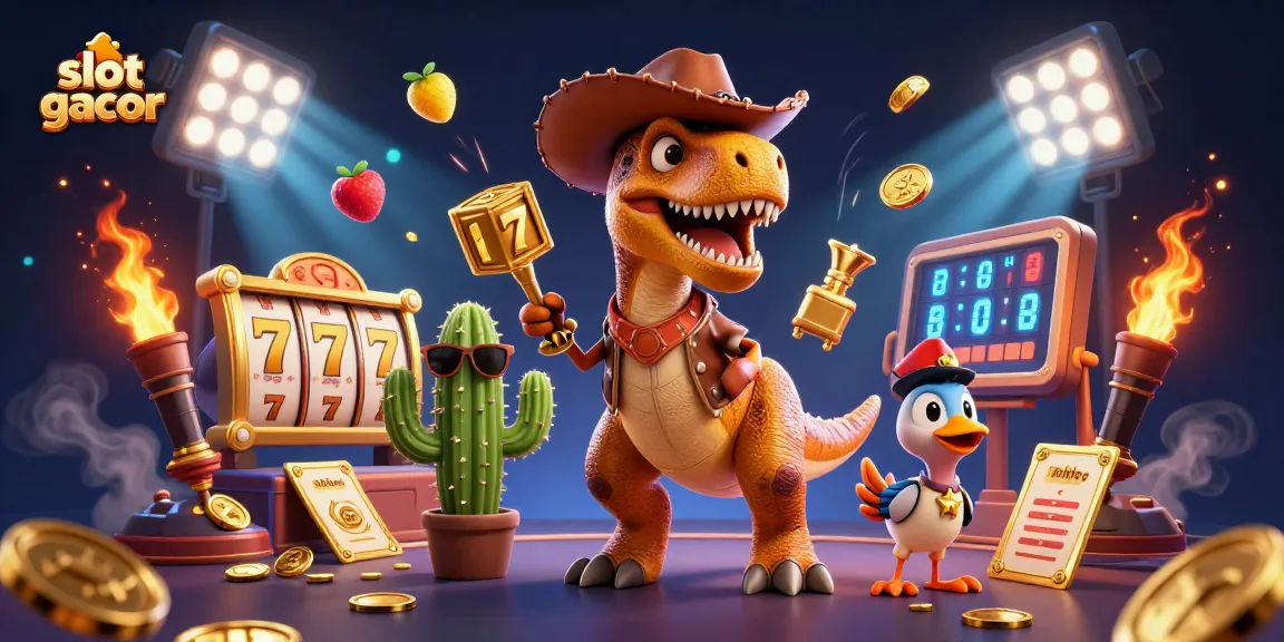 Menangkan slot gacor dengan keberuntungan dari dinosaur koboi dan teman-temannya saat bertaruh!