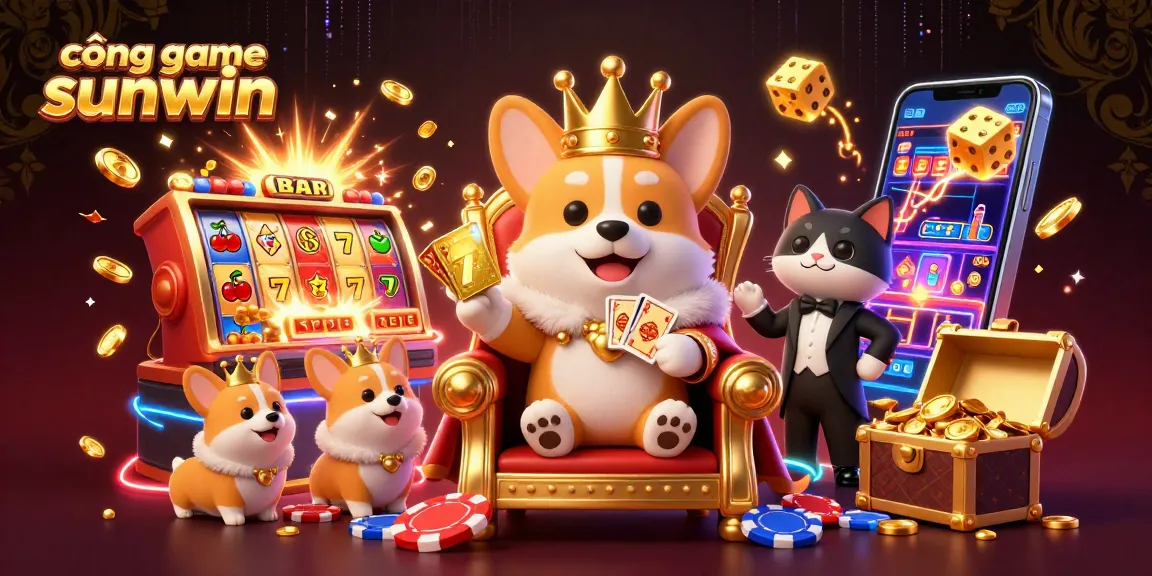 Engage with cổng game sunwin through an enchanting 3D illustration featuring lively casino characters and vibrant gaming elements.