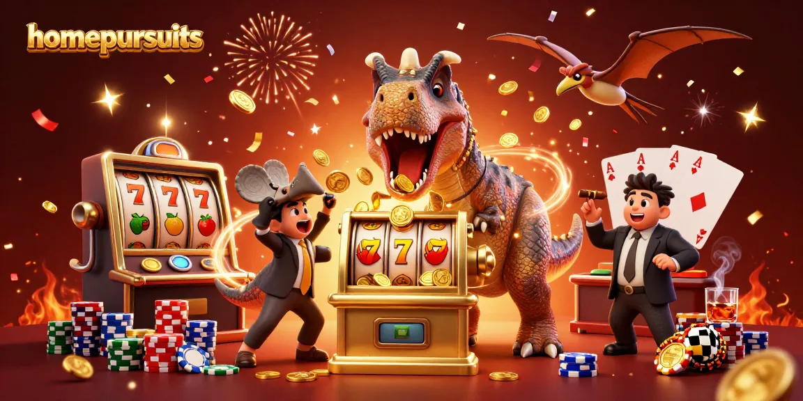 homepursuits menjanjikan jackpot saat dinosaurus 3D beraksi di mesin slot emas.