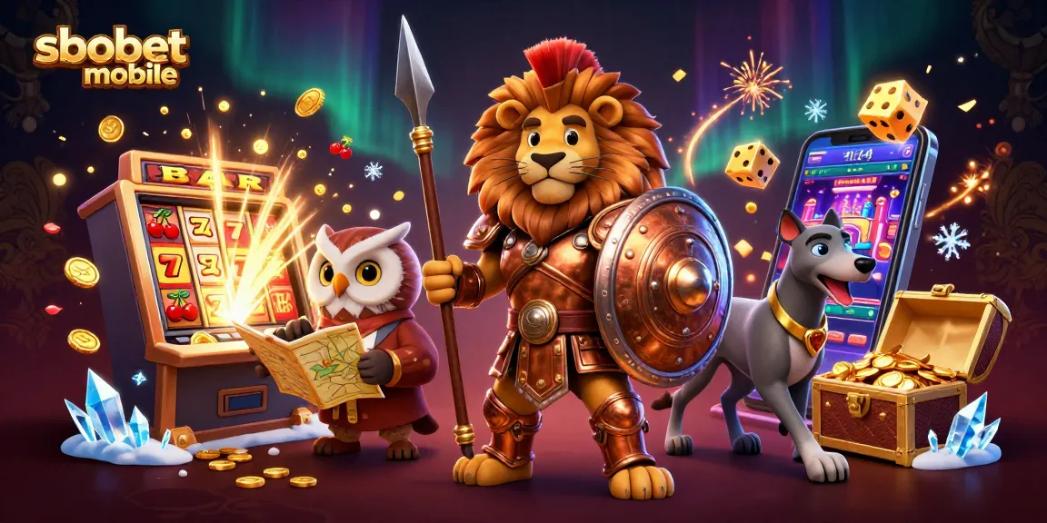 Experience sbobet mobile betting with a dynamic 3D illustration of champions in action.