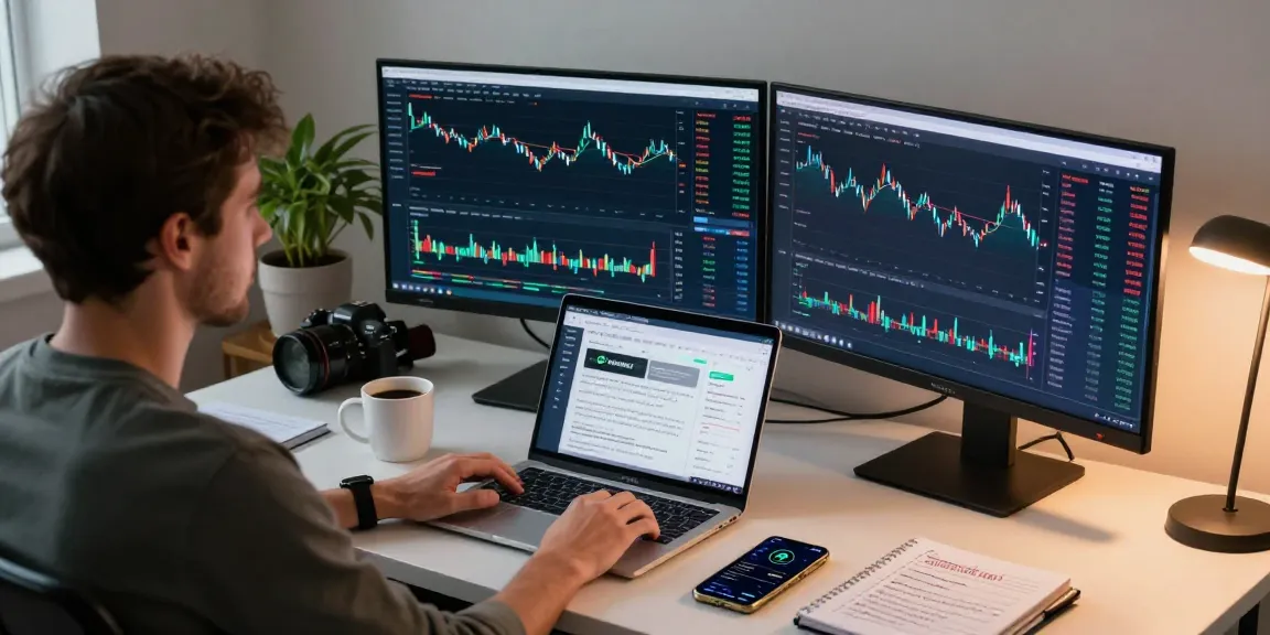 Отзывы BitMEX: трейдер анализирует графики и стратегии в современном офисе.
