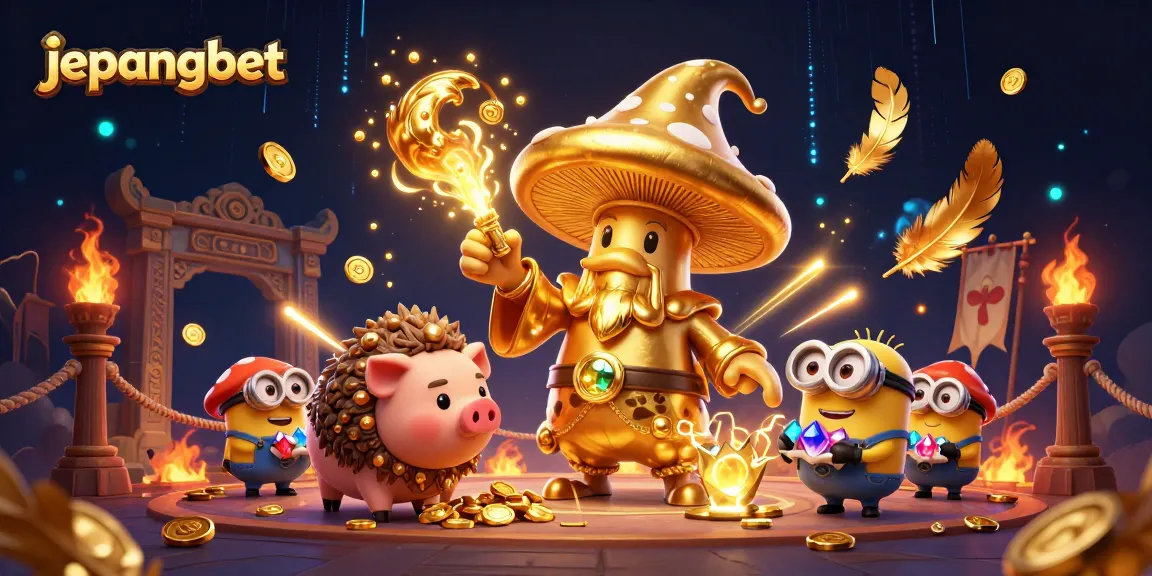 Join the magical world of Jepangbet with fortune-seeking characters in a vibrant casino scene.