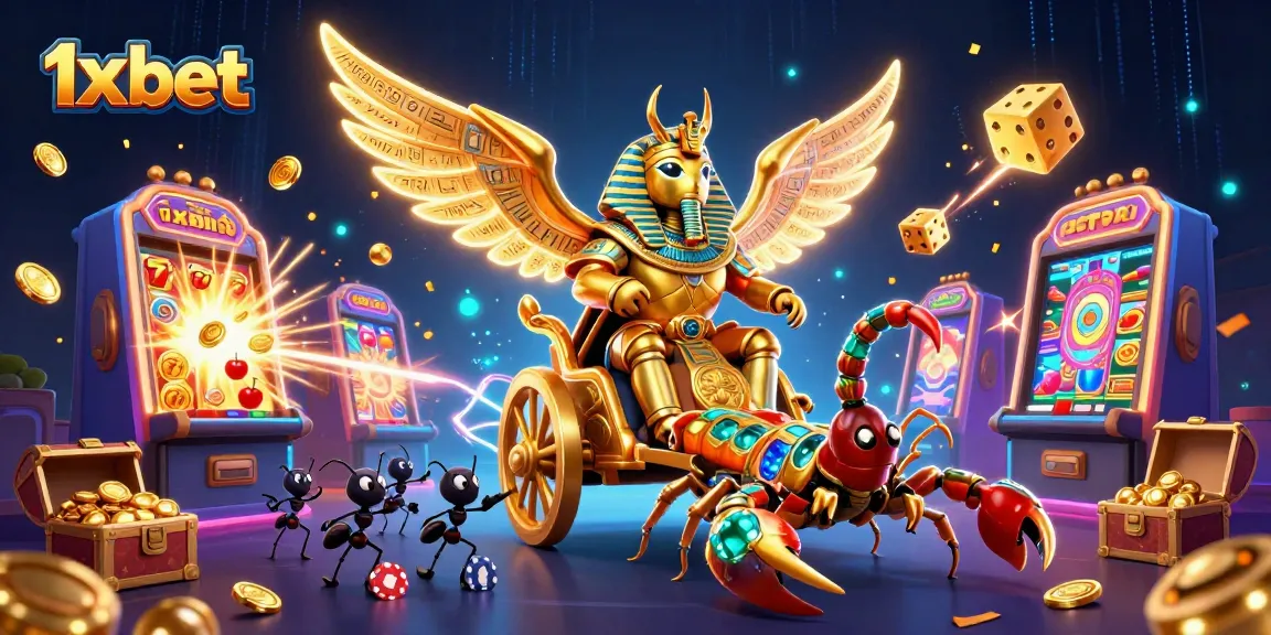 Experience thrilling wins with 1x bet in this vibrant and dynamic casino illustration.