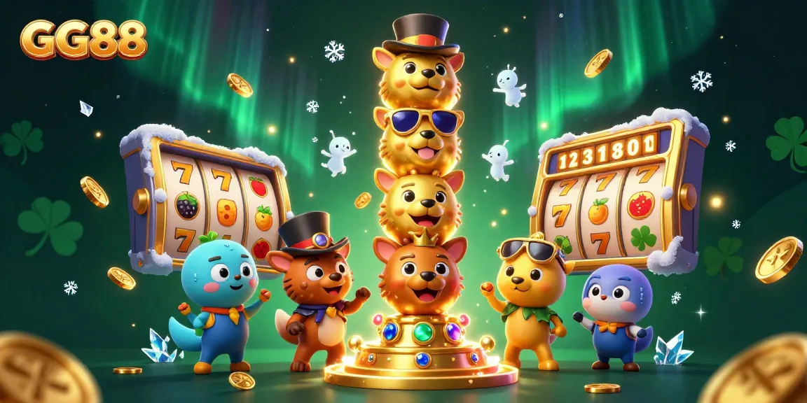 Experience the excitement of GG88's online casino with vibrant slot reels and golden coins in a vibrant 3D illustration.