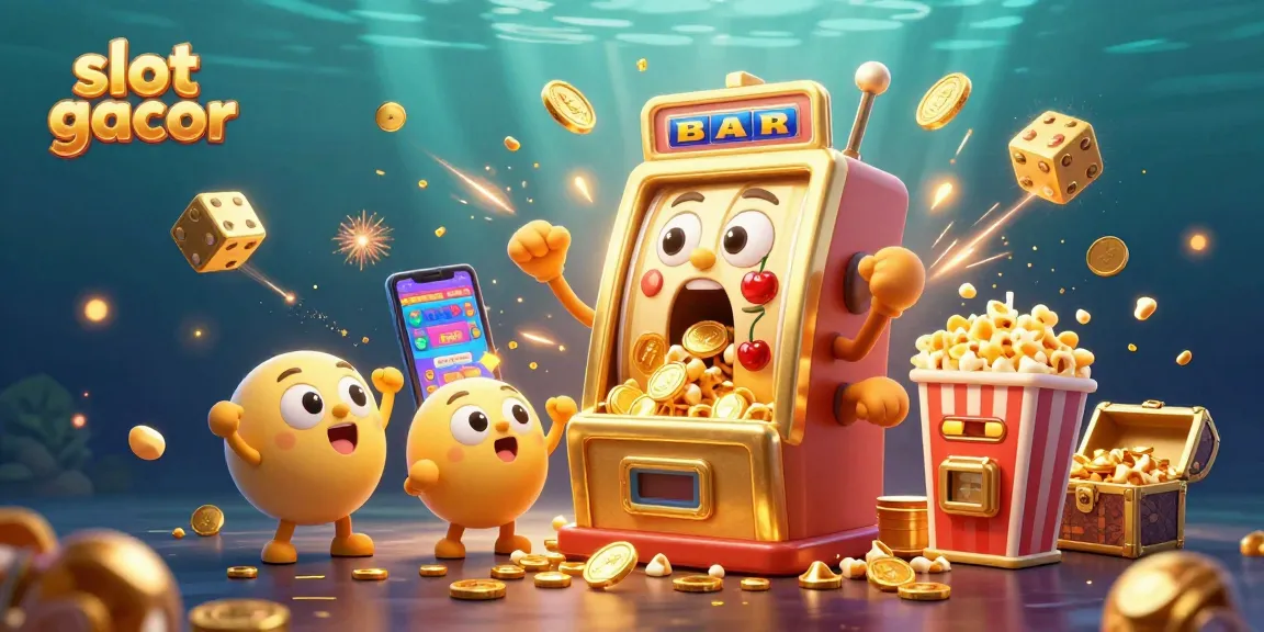 Spin the slot gacor and watch coins overflow in this vibrant casino scene.