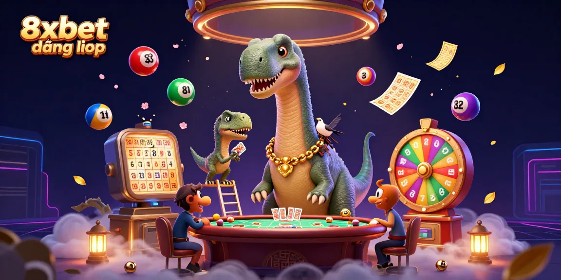 Join the fun at 8xbet đăng nhập with lively characters and exciting casino elements surrounding a vibrant gaming scene.