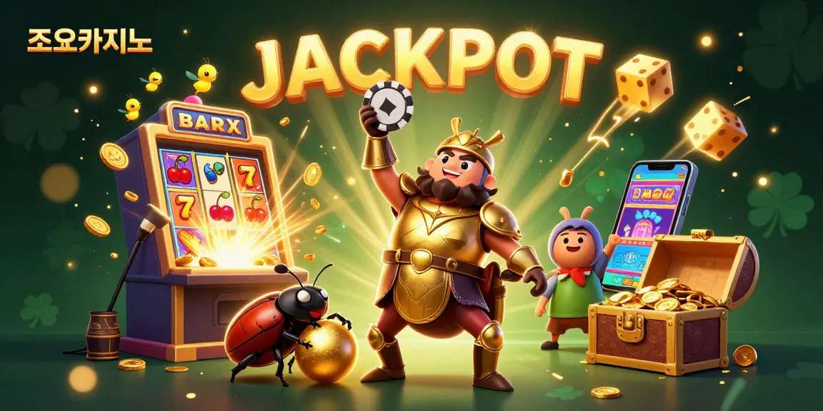 Experience jackpot excitement at 조이카지노 with vibrant 3D casino elements and engaging characters.