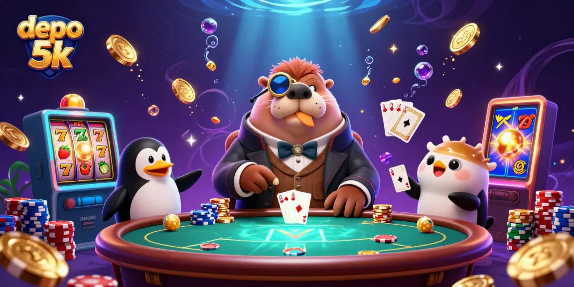 Experience the excitement of depo 5k gaming with this vibrant 3D casino illustration.